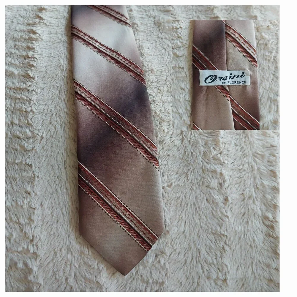 Orsini Men's Tie Ombre Brown Tan Striped